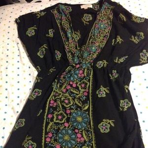 Black summer dress with floral accent