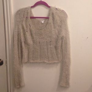 BP white fuzzy sweater