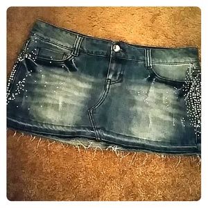 Jean skirt with rhinestones