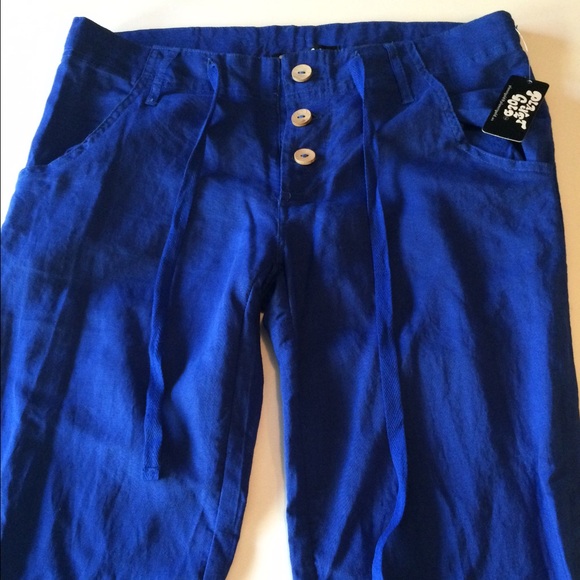 Royal blue linen pants