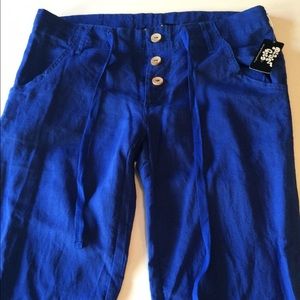 Royal blue linen pants