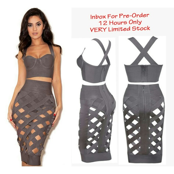 Avail @cendiescloset New Gray Bandage Skirt Set