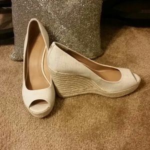 Beautiful Coach Espadrille Peep Toe Wedge Heels