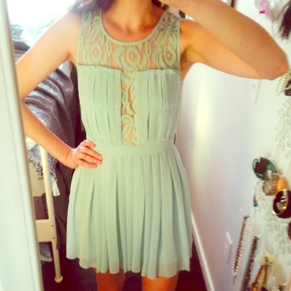 Mint Green BCBG pleated dress