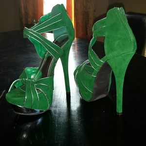 Hot Green open toe heel