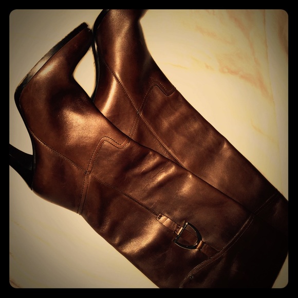 Ralph Lauren Brown 8 leather boots worn twice!