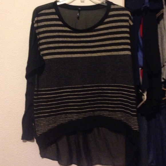 3/4 sleeve striped and sheer top!