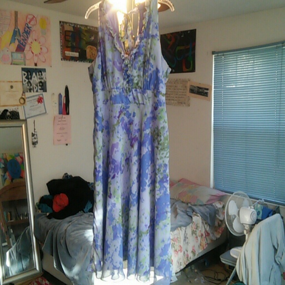 Purple and green floral dress