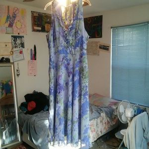 Purple and green floral dress