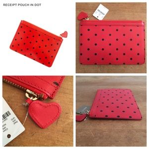J.Crew Red Leather Receipt Pouch in Dot