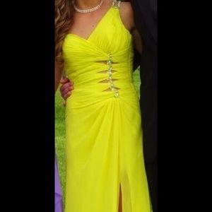 yellow faviana prom dress