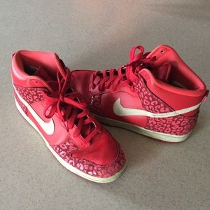 Women's size 9 Nike high top red basketball shoes