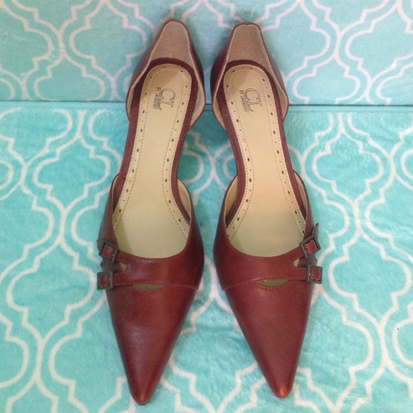 Brown pointy toe heels