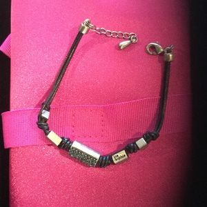 Lia sophia matte silver bead blue stone bracelet