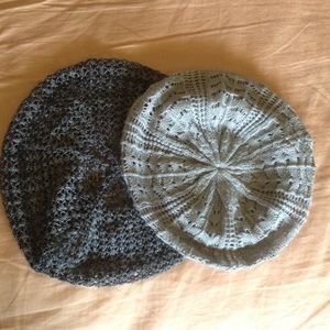 2 grey knitted slouchy beanies / berets!