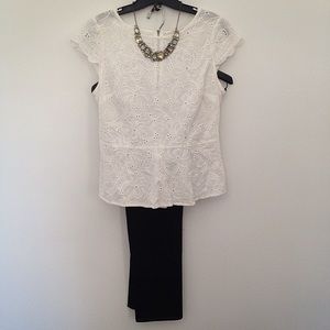 White Peplum Top