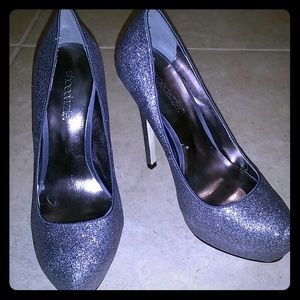 Never Worn Sparkly Silver Glitter Stilletos