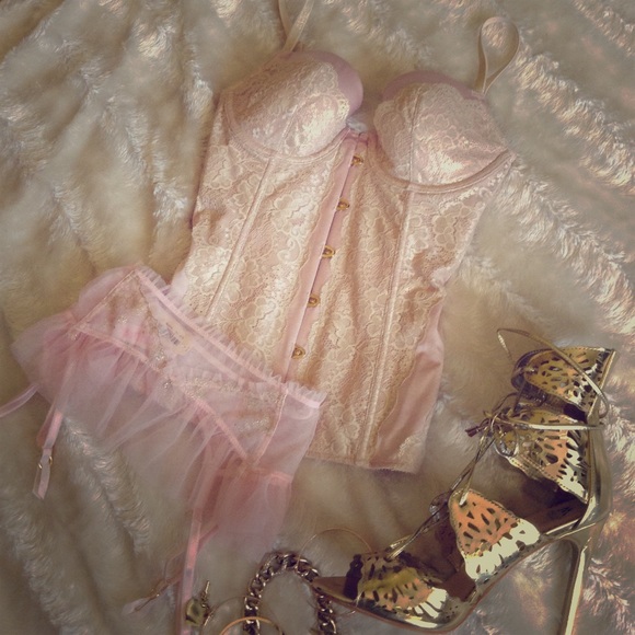 Pale Pink & Gold Corset Set