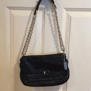 Coach leather purse with chain straps