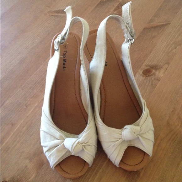 Cork Wedge Slingback Shoes