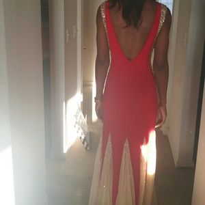 Beaded Illusion Side and Godet Dress