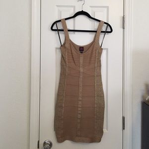 2B Bebe gold bandage dress