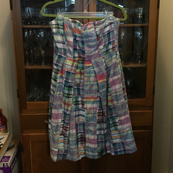 J Crew Strapless Madras Dress