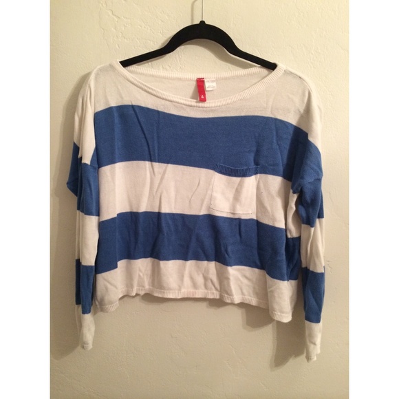 Blue and white striped crop long sleeve from H&M