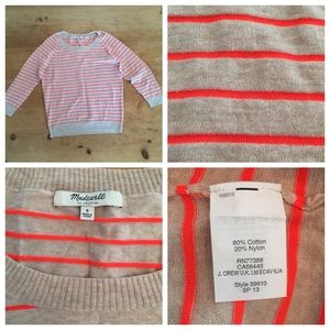Madewell beige/neon orange striped sweater (small)
