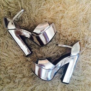 F21 Metallic Ankle Strap Platform