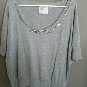 Gray Jeweled American Eagle Sweater