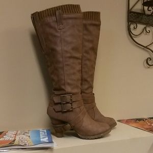 Knee high buckle boots