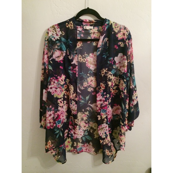 Dark blue pink and yellow kimono