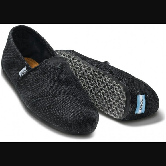 Toms New Black Burlap Shoes 9.5 women's