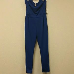 Royal blue strapless jumpsuit