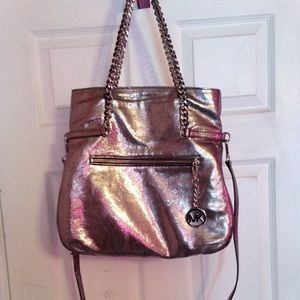 MICHAEL KORS Silver Chain Foldover Bag