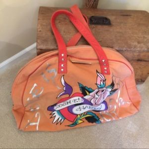 Vintage Ed Hardy canvas duffle