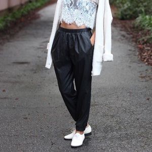 ⚠️SOLD⚠️Faux Leather Joggers by Faded & Sparkle