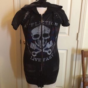 Affliction long double zip sweater dress/shirt