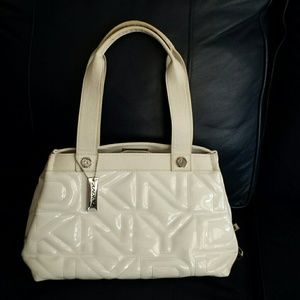 Donna Karan white patent leather purse