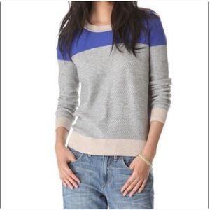 Madewell blue and grey color block sweater