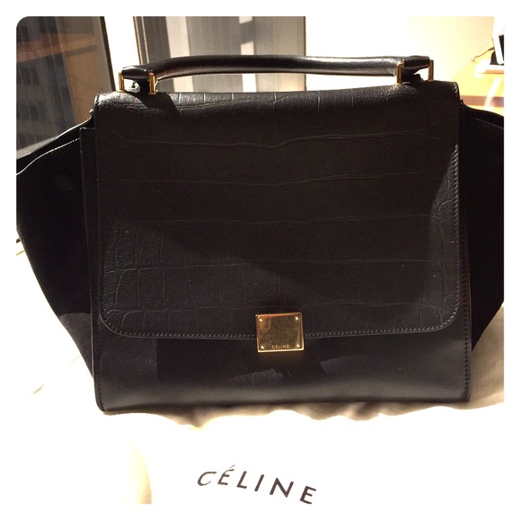 Celine trapeze bag with croc stamp