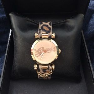 Guess cheetah print watch