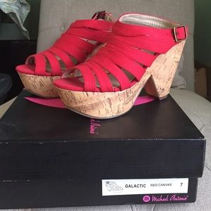 Michael Antonio galactic red canvas heels