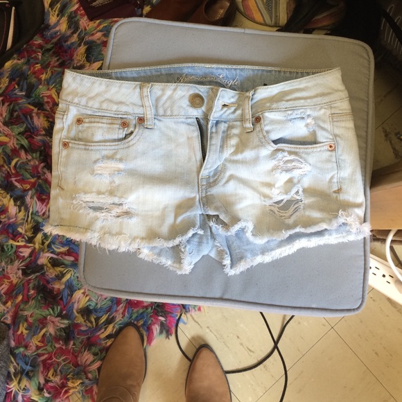 Light wash jean shorts