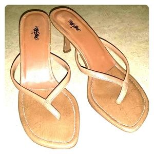 Barely worn Mossimo tan strap sandals w/2in heel