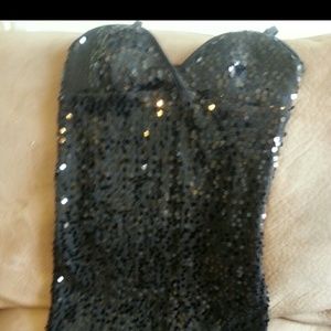 Black sequin form dress