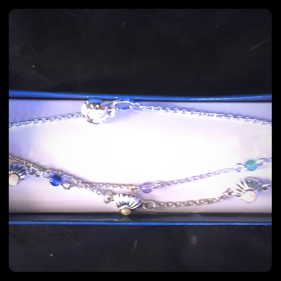 Silver triple bracelet with Oyster an Pearl charms - Picture 1 of 1
