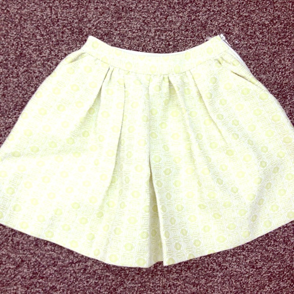 Lime yellow flared mini skirt