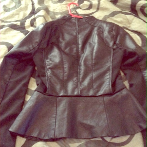 Peplum leather jacket